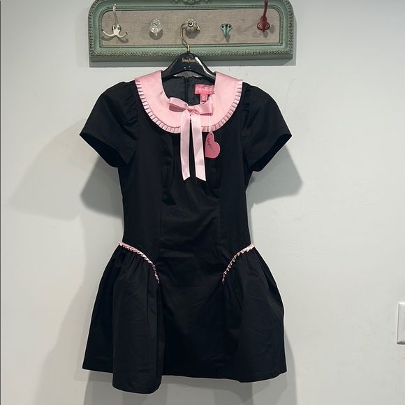Sugar Thrillz Babydoll Peter Pan collar Mini Dress pastel goth Black Pink medium - Picture 1 of 5